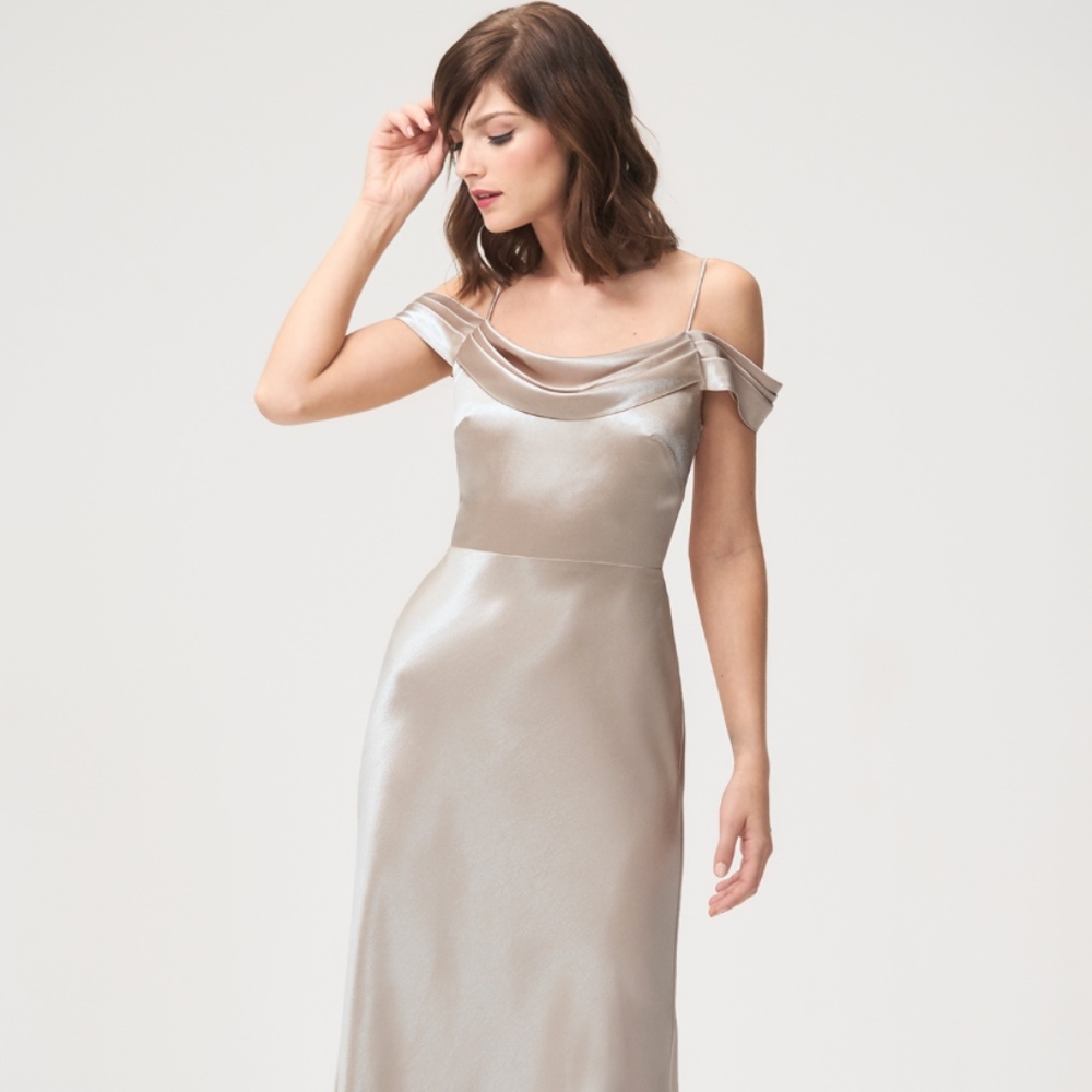 Jenny Yoo Gold/Light Metallic Latte Luxe Charmeuse